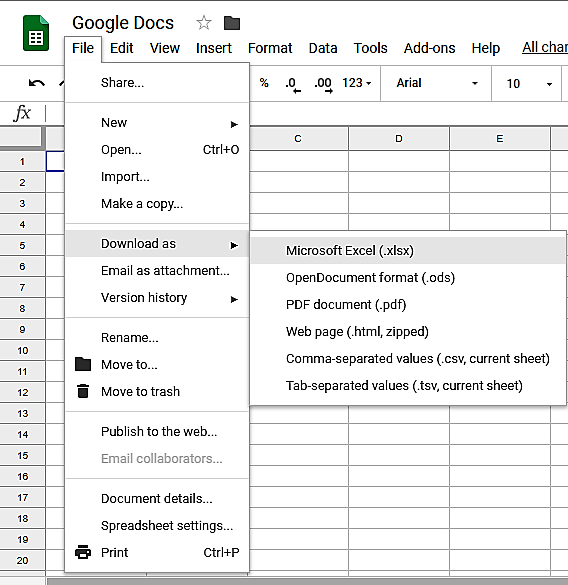 Google Docs spreadsheet