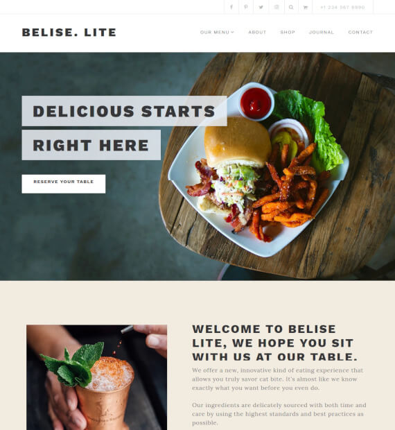 Belise Lite WordPress Restaurant Theme