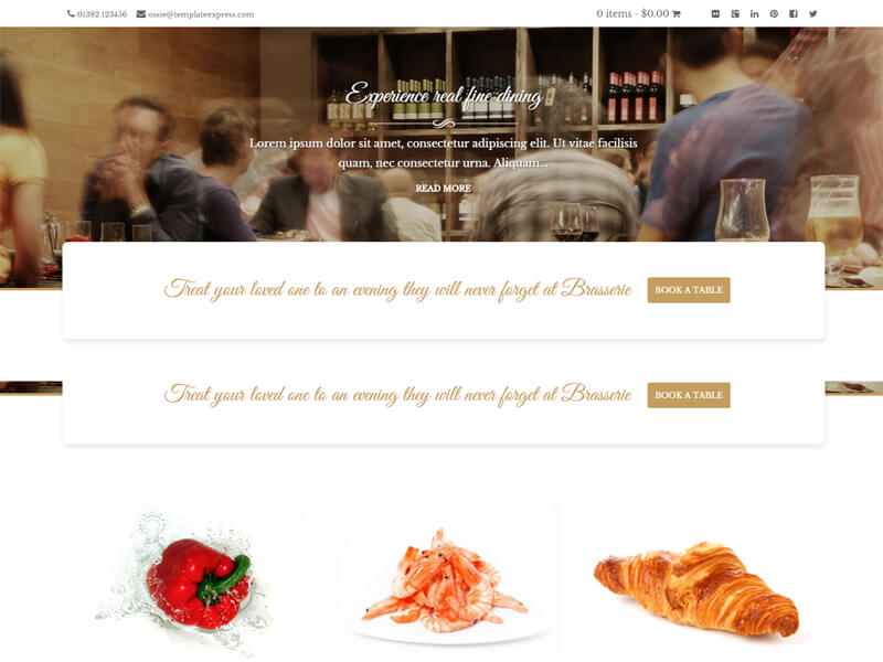 Brasserie WordPress restaurant theme