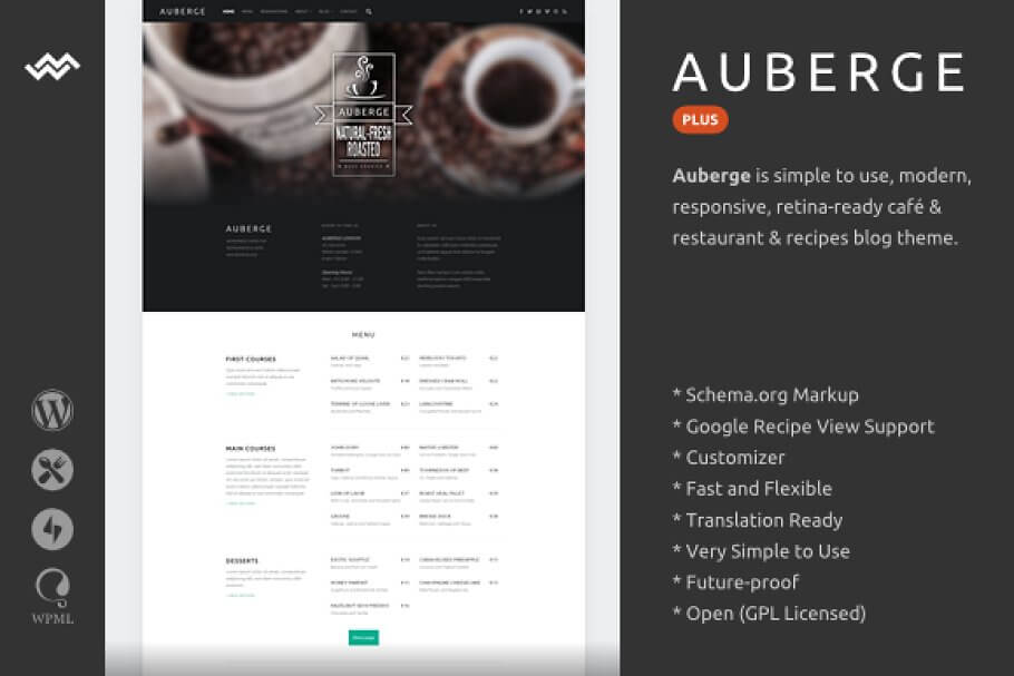 Auberge WordPress Restaurant Theme