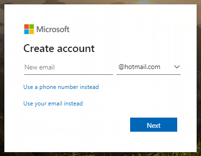 Create a hotmail account